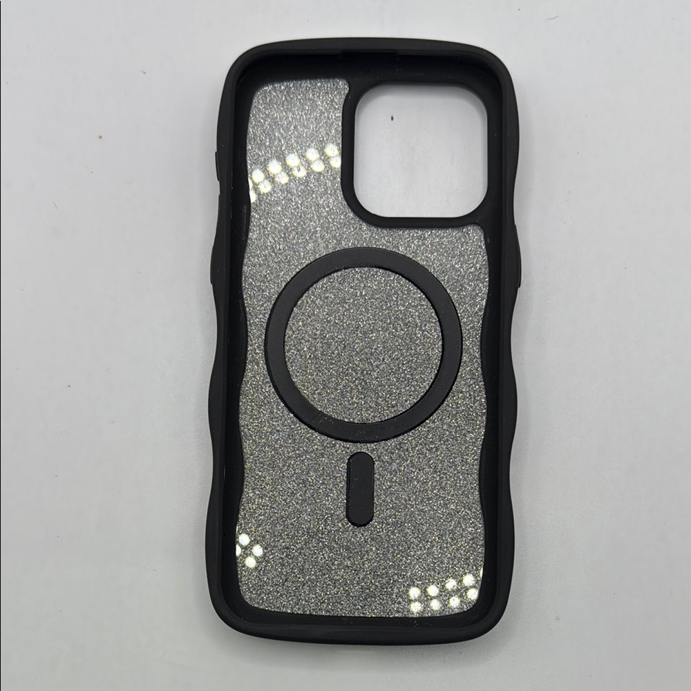 kate spade Silver Glitter MagSafe iPhone Case with Black Bumper